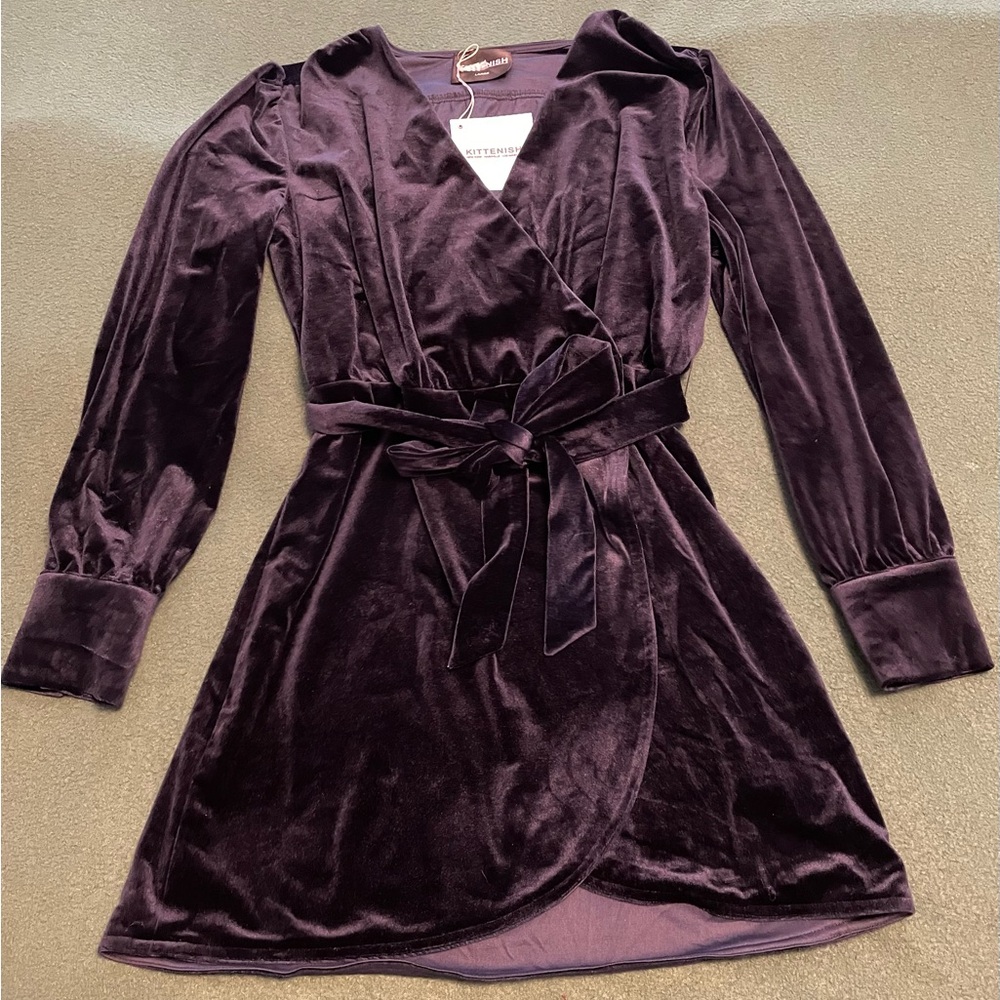 Kittenish Velvet Wrap Dress